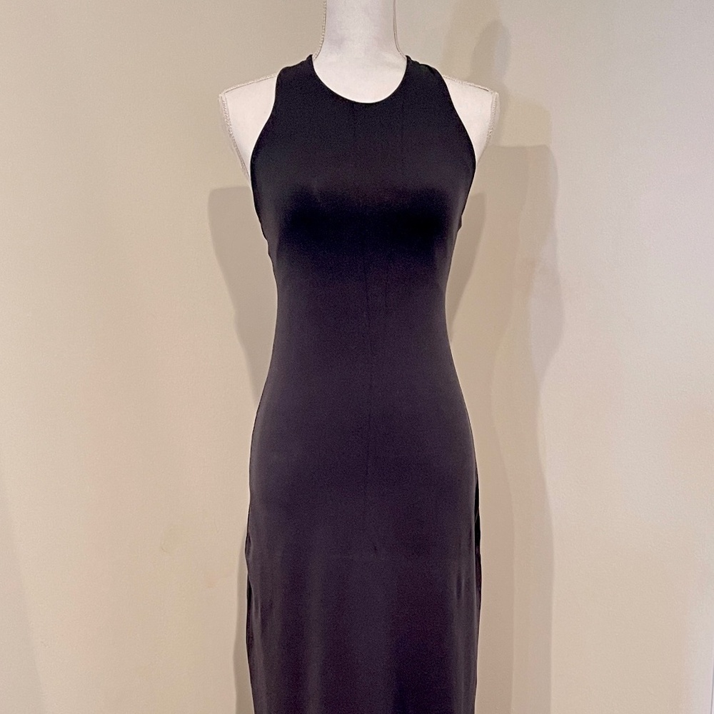 1990s Susana Monaco Black Maxi Halter Dress